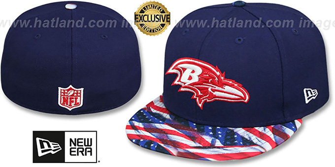 Ravens 'USA WAVING-FLAG' Navy Fitted Hat by New Era