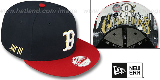 Red Sox 'CHAMPS-HASH SNAPBACK' Navy-Red Hat by New Era