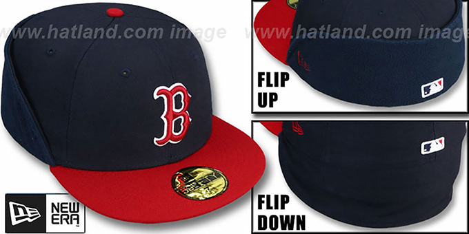 Red Sox 'CLEAN CUT FLIP-DOWN' Navy-Red Fitted Hat by New Era