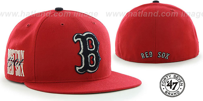 Red Sox COOP 'CATERPILLAR' Red Fitted Hat by 47 Brand