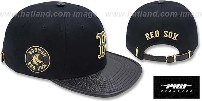 Red Sox 'METALLIC POP STRAPBACK' Black Hat by Pro Standard