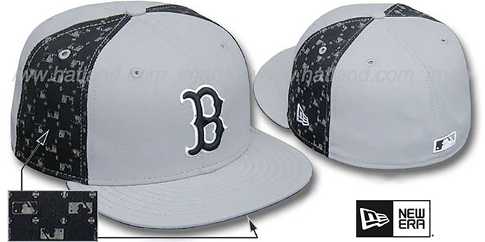 Red Sox MLB FLOCKING 'PINWHEEL' Grey-Black Fitted Hat by New Era