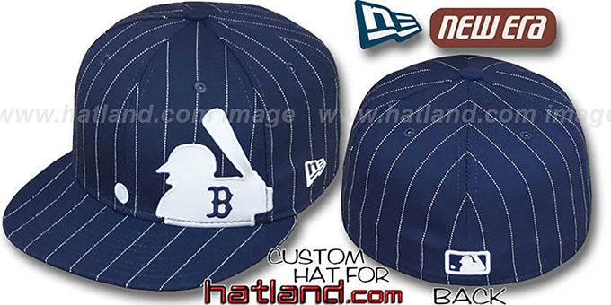 Red Sox 'MLB SILHOUETTE PINSTRIPE' Navy-White Fitted Hat by New Era