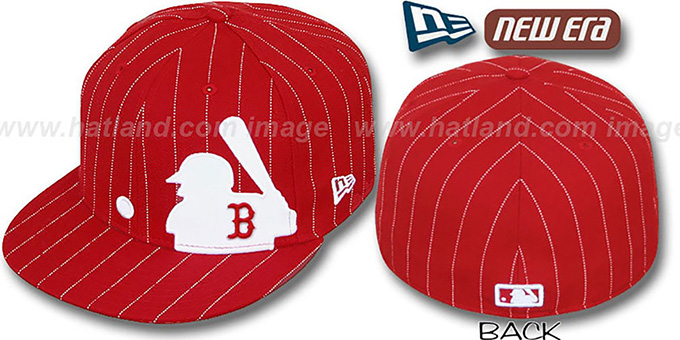 Red Sox 'MLB SILHOUETTE PINSTRIPE' Red-White Fitted Hat by New Era
