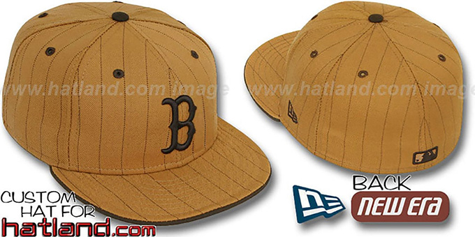 Red Sox 'PINSTRIPE' Wheat-Brown Fitted Hat by New Era