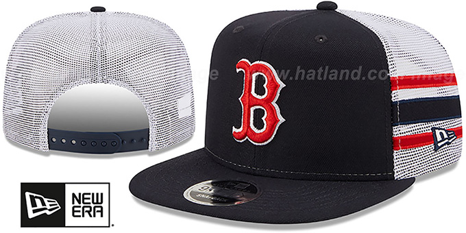 Red Sox 'SIDE-STRIPE TRUCKER SNAPBACK' Navy Hat by New Era