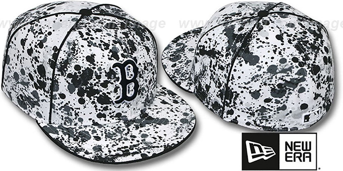Red Sox 'SPLATTER' White-Black Fitted Hat by New Era