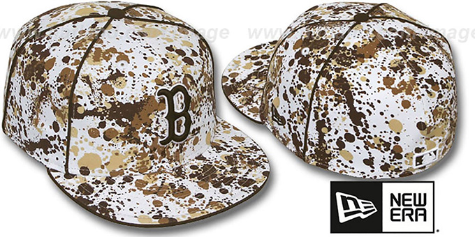 Red Sox 'SPLATTER' White-Brown Fitted Hat by New Era