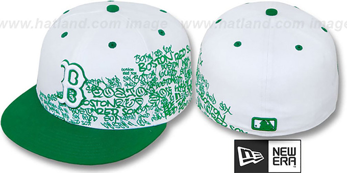 Red Sox 'WORD-UP' White-Green Fitted Hat by New Era