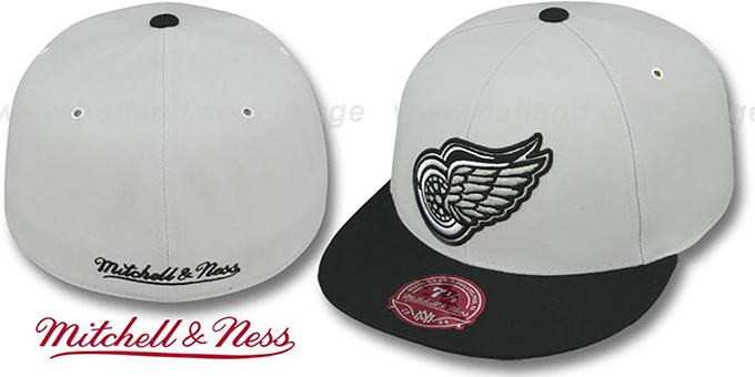 Red Wings 'MONOCHROME XL-LOGO' Grey-Black Fitted Hat by Mitchell and Ness