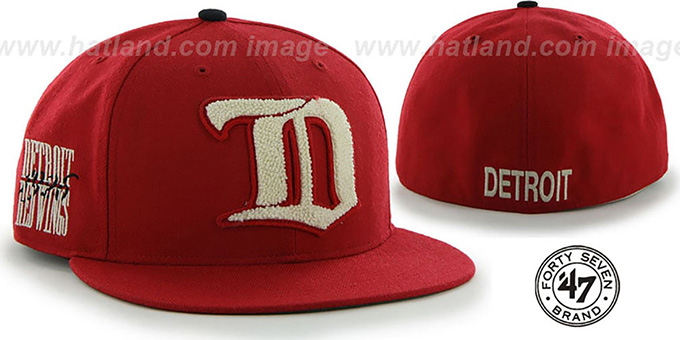Red Wings 'NHL CATERPILLAR' Red Fitted Hat by 47 Brand