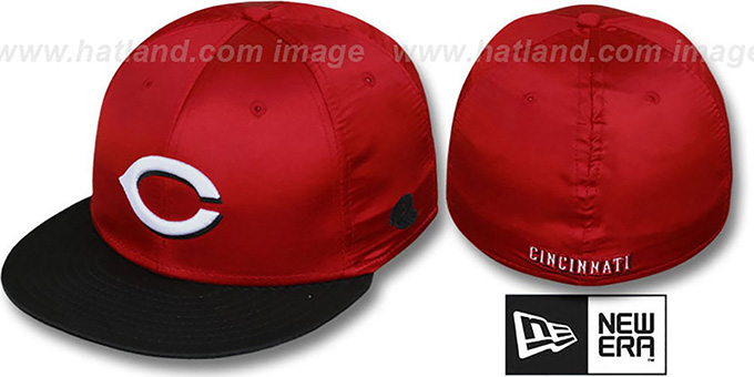 Cincinnati Reds 2T SATIN CLASSIC Red-Black Fitted Hat