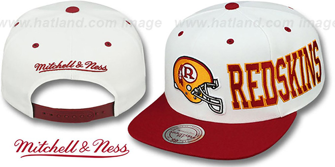 Redskins 'HELMET-WORDWRAP SNAPBACK' White-Burgundy Hat by Mitchell and Ness
