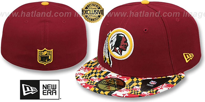 Redskins 'MARYLAND-FLAG' Burgundy Fitted Hat by New Era