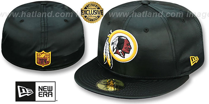 Redskins 'SATIN BASIC' Black Fitted Hat by New Era