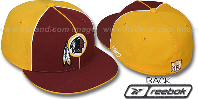 Redskins 'TRI PIPING PINWHEEL' Burgundy Gold Fitted Hat by Reebok