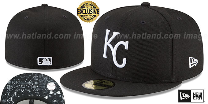 Royals 'BLACKDANA BOTTOM' Black-White Fitted Hat by New Era
