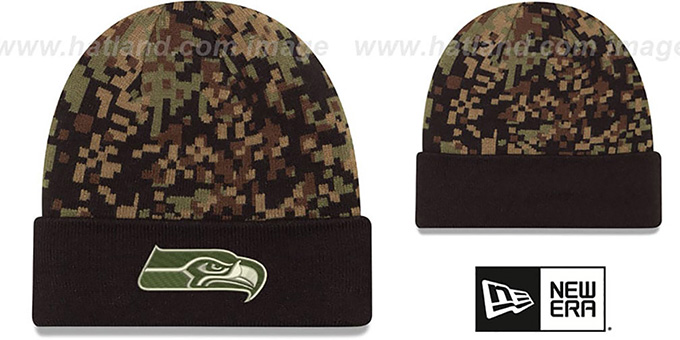 Seahawks 'ARMY CAMO PRINT-PLAY' Knit Beanie Hat by New Era