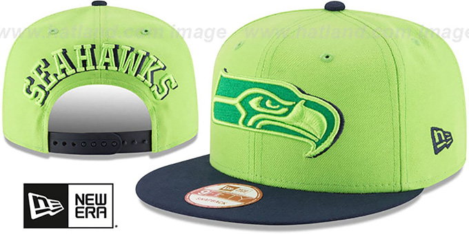 Seahawks 'SHADOW SLICE SNAPBACK' Lime-Navy Hat by New Era