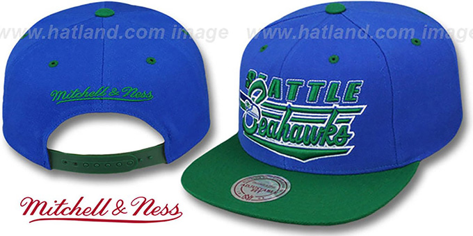 Seahawks 'TAILSWEEP SNAPBACK' Royal-Green Hat by Mitchell and Ness