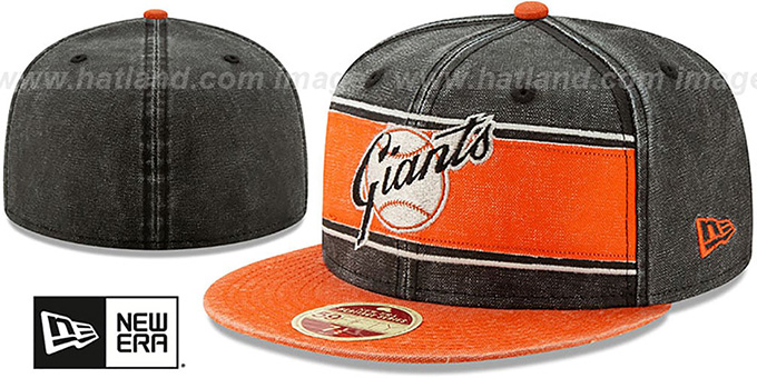 SF Giants 'COOPERSTOWN HERITAGE-BAND' Black-Orange Fitted Hat by New Era