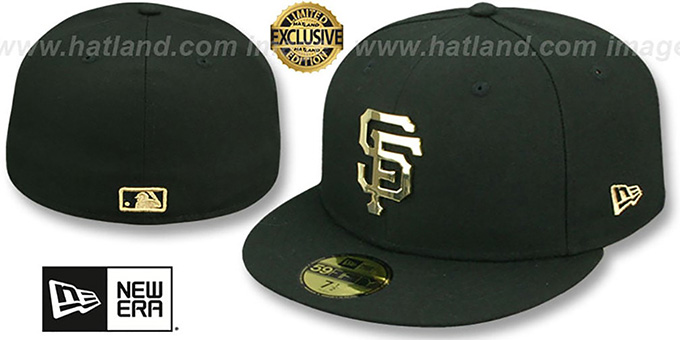 SF Giants 'GOLD METAL-BADGE' Black Fitted Hat by New Era