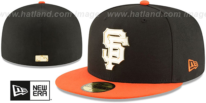 SF Giants 'GOLDEN-BADGE' Black-Orange Fitted Hat by New Era