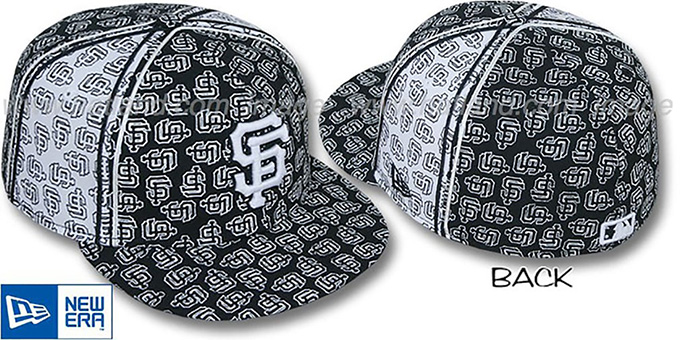 SF Giants SF-'PJs FLOCKING PINWHEEL' Black-White Fitted Hat by New Era