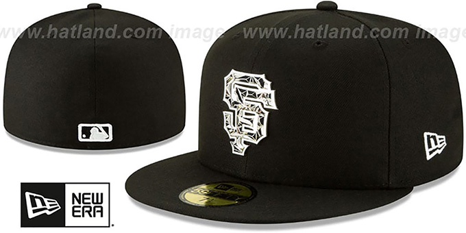 SF Giants 'SILVER SHATTERED METAL-BADGE' Black Fitted Hat by New Era