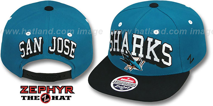 Sharks '2T BLOCKBUSTER SNAPBACK' Teal-Black Hat by Zephyr