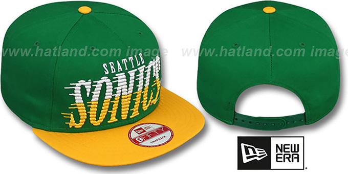 Sonics 'SAILTIP SNAPBACK' Green-Gold Hat by New Era