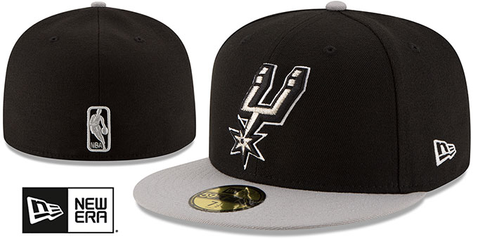 Spurs '2T NBA TEAM-BASIC' Black-Grey Fitted Hat by New Era