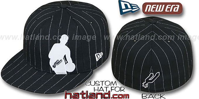 Spurs 'NBA SILHOUETTE PINSTRIPE' Black-White Fitted Hat by New Era