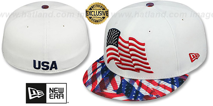 Stars and Stripes 'USA WAVING-FLAG' White Fitted Hat by New Era