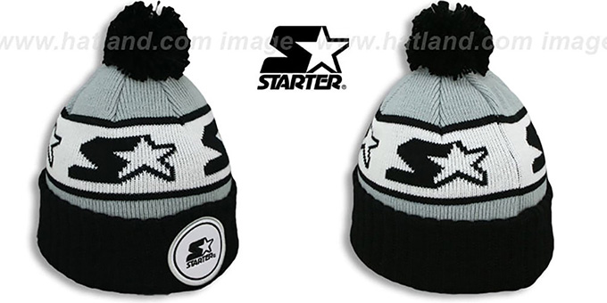 Starter 'S-STAR CLASSIC BOBBLE' Grey-Black Knit Beanie Hat