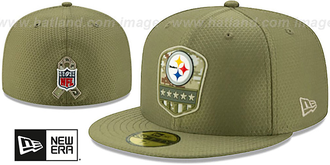 Steelers '2019 SALUTE-TO-SERVICE' Olive Fitted Hat by New Era