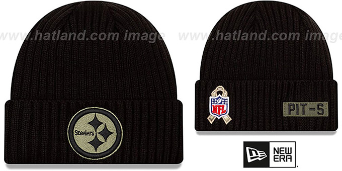 Steelers '2020 SALUTE-TO-SERVICE' Black Knit Beanie Hat by New Era