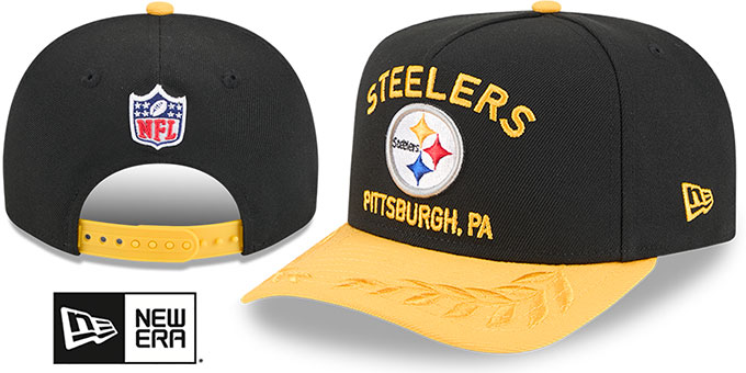 Steelers 2025 'NFL DRAFT ONSTAGE A-FRAME SNAPBACK' Black-Gold Hat by New Era