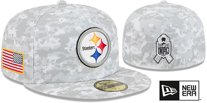 Steelers '2025 SALUTE-TO-SERVICE' Snow White Digital Fitted Hat by New Era