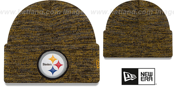 Steelers 'BEVEL' Black-Gold Knit Beanie Hat by New Era