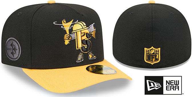 Steelers 'NFL CARTOON  A-FRAME' Black-Gold Fitted Hat by New Era