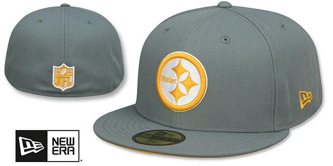Steelers 'NFL TEAM-BASIC' Grey-Gold-White Fitted Hat by New Era