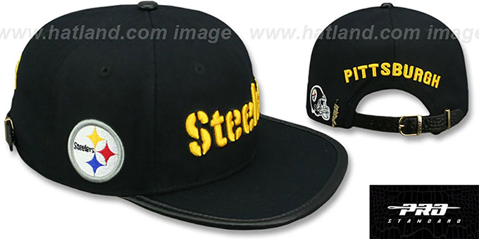 Steelers 'WORD-MARK STRAPBACK' Black Hat by Pro Standard