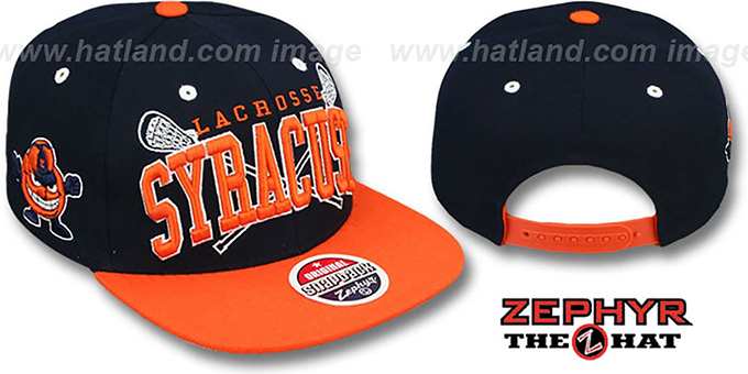 Syracuse 'LACROSSE SUPER-ARCH SNAPBACK' Navy-Orange Hat by Zephyr