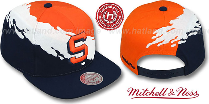 Syracuse 'PAINTBRUSH SNAPBACK' Orange-White-Navy Hat by Mitchell and Ness