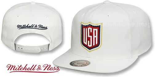 Team USA 'WORLD CUP HOCKEY SNAPBACK' White Hat by Mitchell and Ness