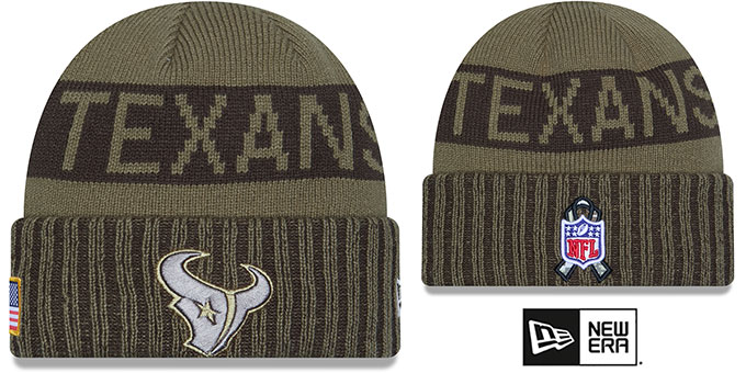 Texans '2025 SALUTE-TO-SERVICE' Olive Knit Beanie Hat by New Era