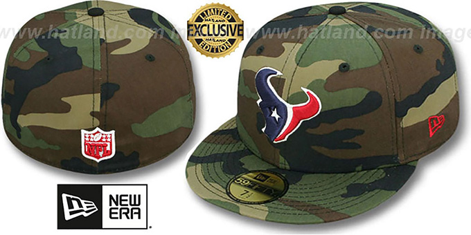 Texans 'NFL TEAM-BASIC' Army Camo Fitted Hat by New Era