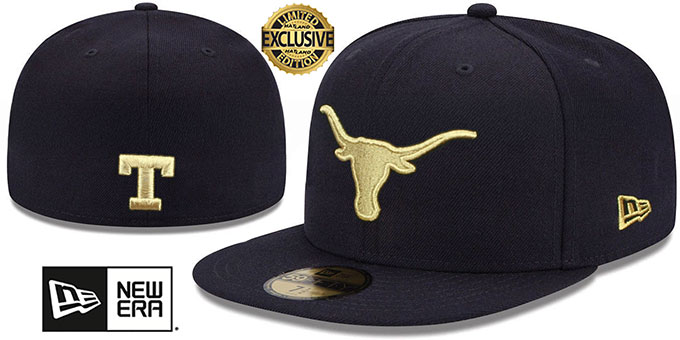 Texas 'GOLD-METALLIC' Black Fitted Hat by New Era