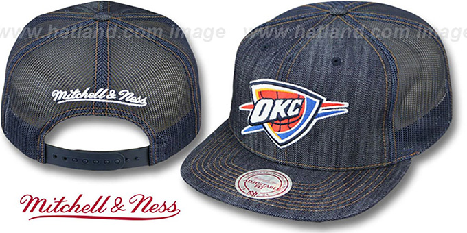 Thunder 'DENIM-MESHBACK SNAPBACK' Navy Adjustable Hat by Mitchell and Ness